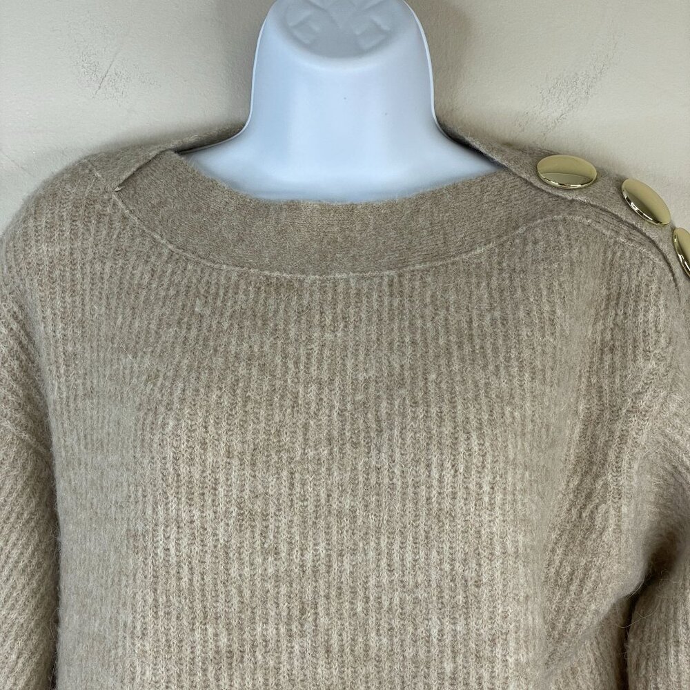 Antonio Melani Womens WOOL ALPACA Sweater Size L Beige QUIET LUXURY Neutral - Picture 4 of 11